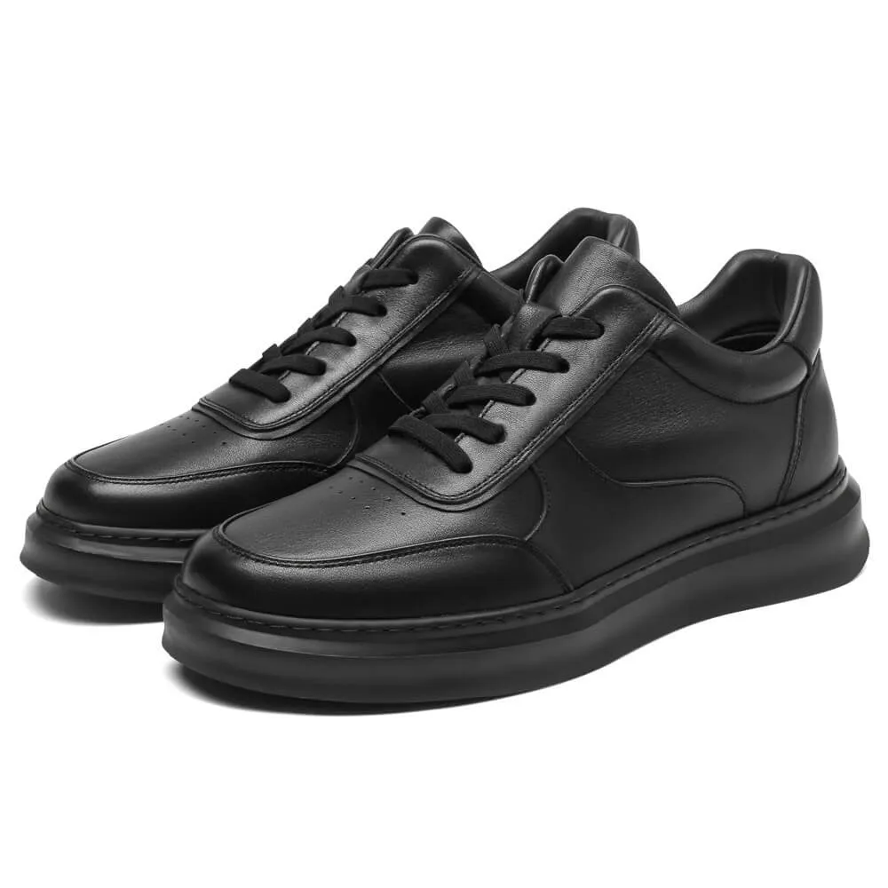 6 CM/2.36 Inches CMR CHAMARIPA Black Leather Casual Sneakers