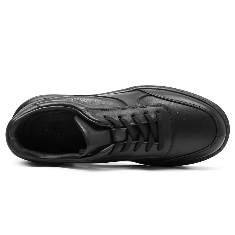 6 CM/2.36 Inches CMR CHAMARIPA Black Leather Casual Sneakers