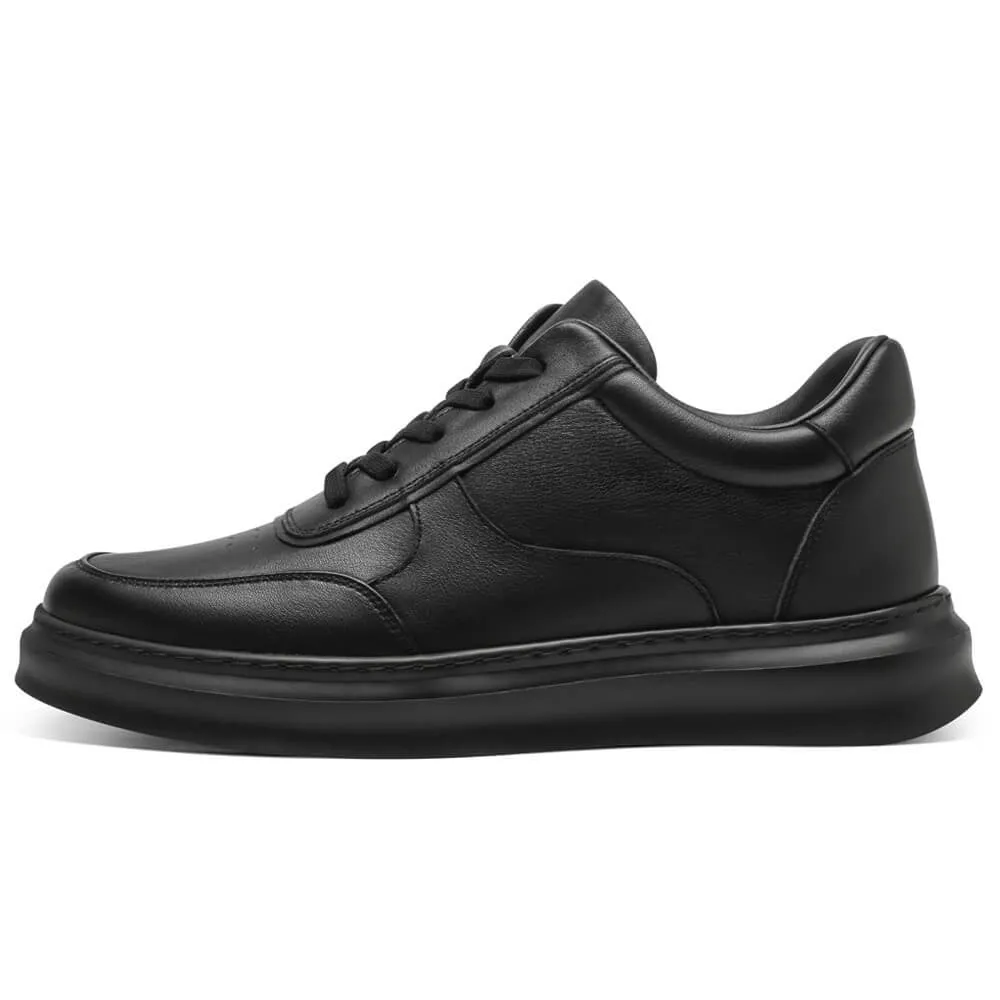 6 CM/2.36 Inches CMR CHAMARIPA Black Leather Casual Sneakers