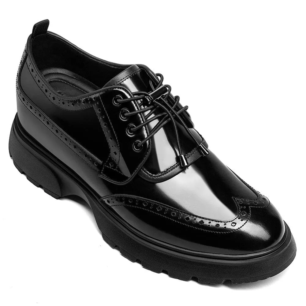 7CM / 2.76 Inches CMR CHAMARIPA Elevate Your Style with Height Increasing Black Brogue Shoes for Men