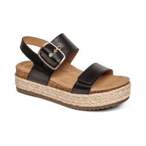 Aetrex Vania Platform Black Women's Sandal