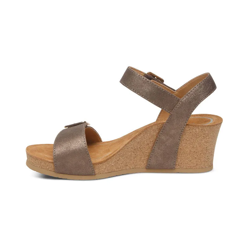 Aetrex Women's Lexa Cork Strap Wedge Sandal - Bronze CK101