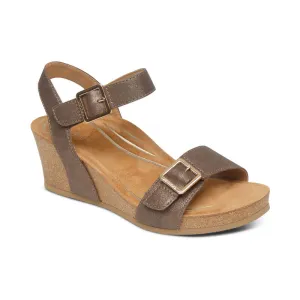 Aetrex Women's Lexa Cork Strap Wedge Sandal - Bronze CK101