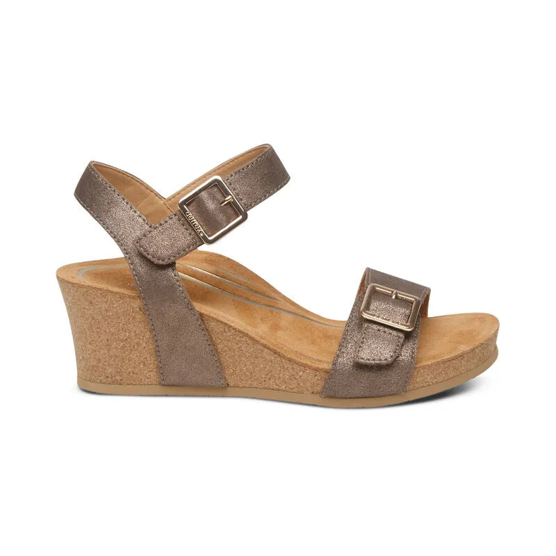 Aetrex Women's Lexa Cork Strap Wedge Sandal - Bronze CK101