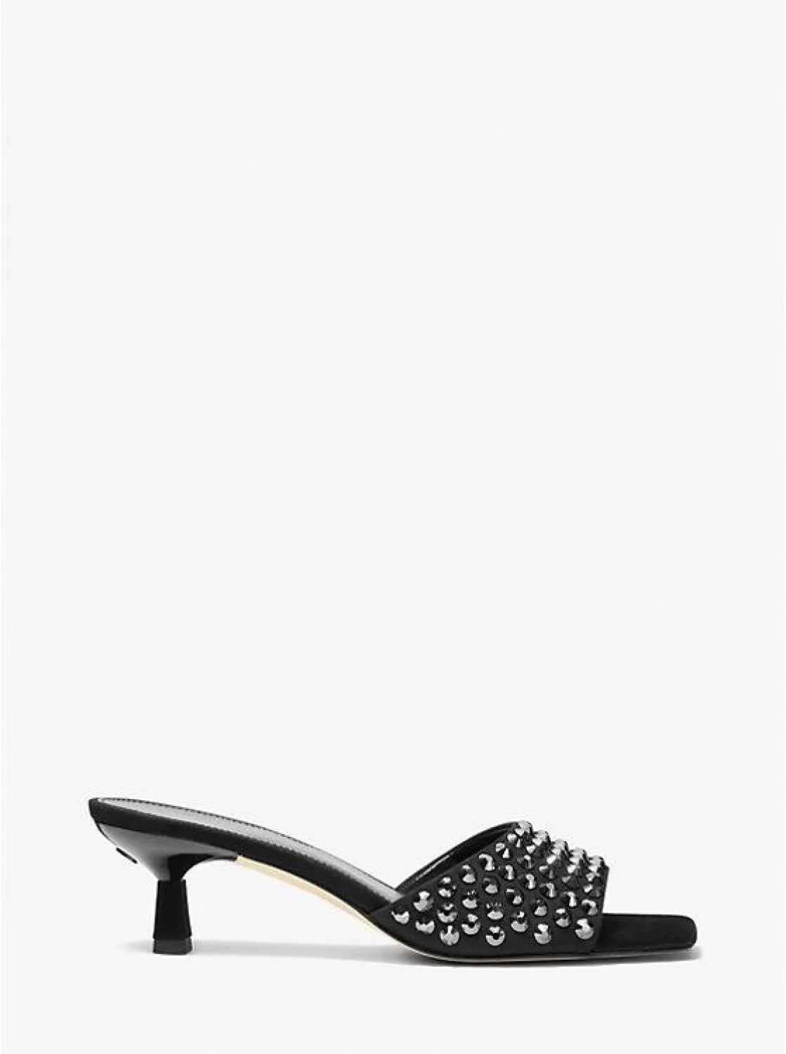 Amal Embellished Faux Suede Kitten Sandal