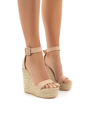 Amalie Nude Espadrille Wedge Heeled Sandals