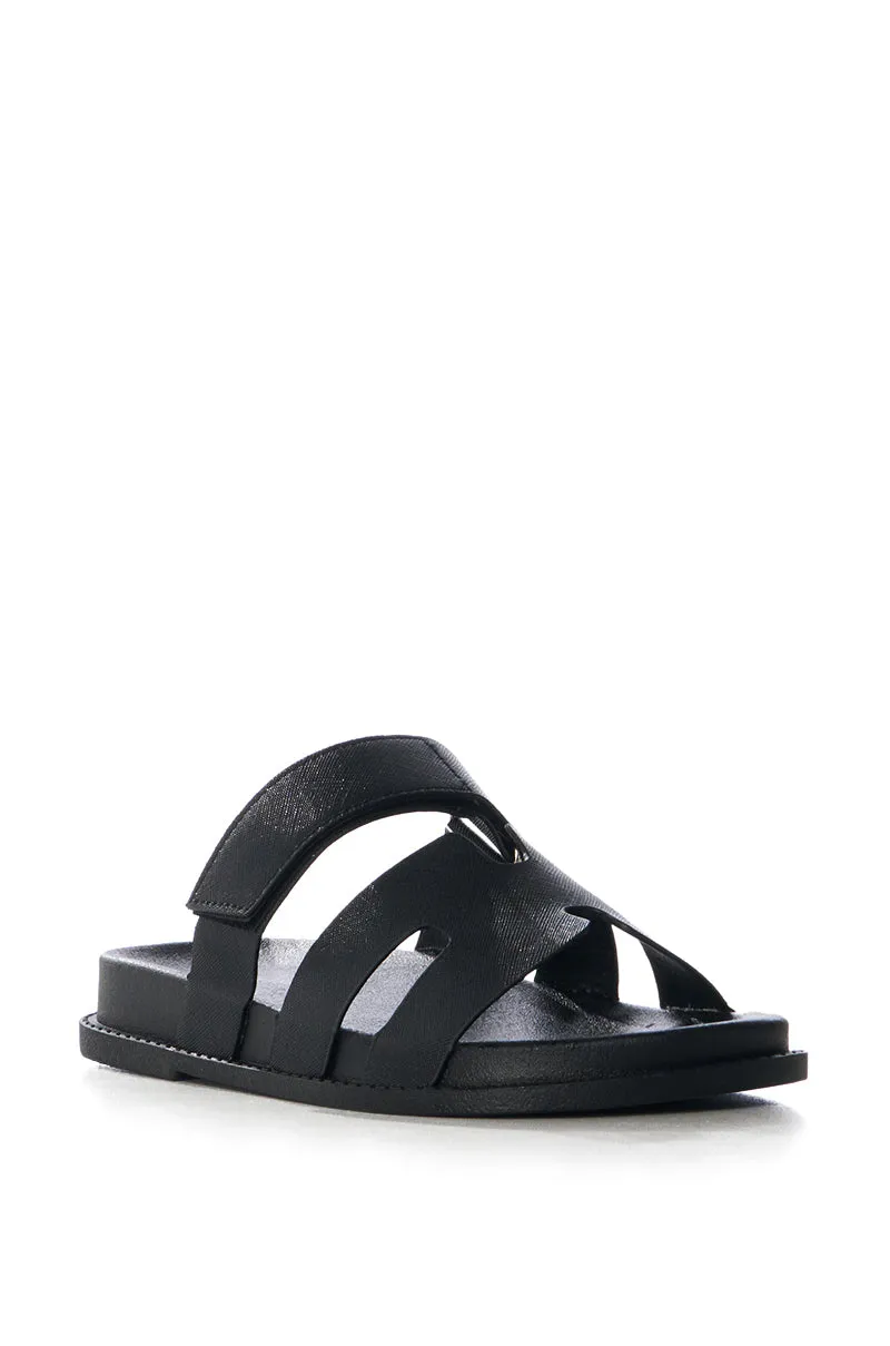 AZALEA WANG MALACHI BLACK FLAT SANDAL