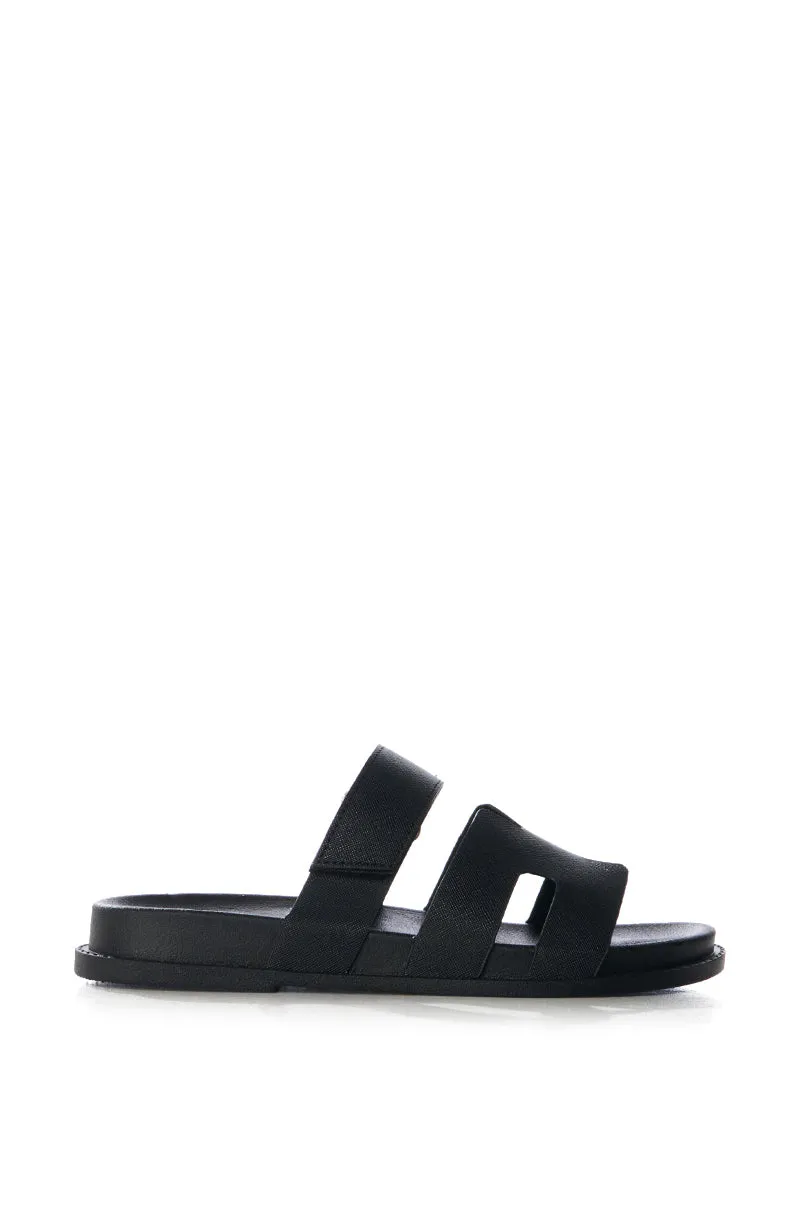 AZALEA WANG MALACHI BLACK FLAT SANDAL