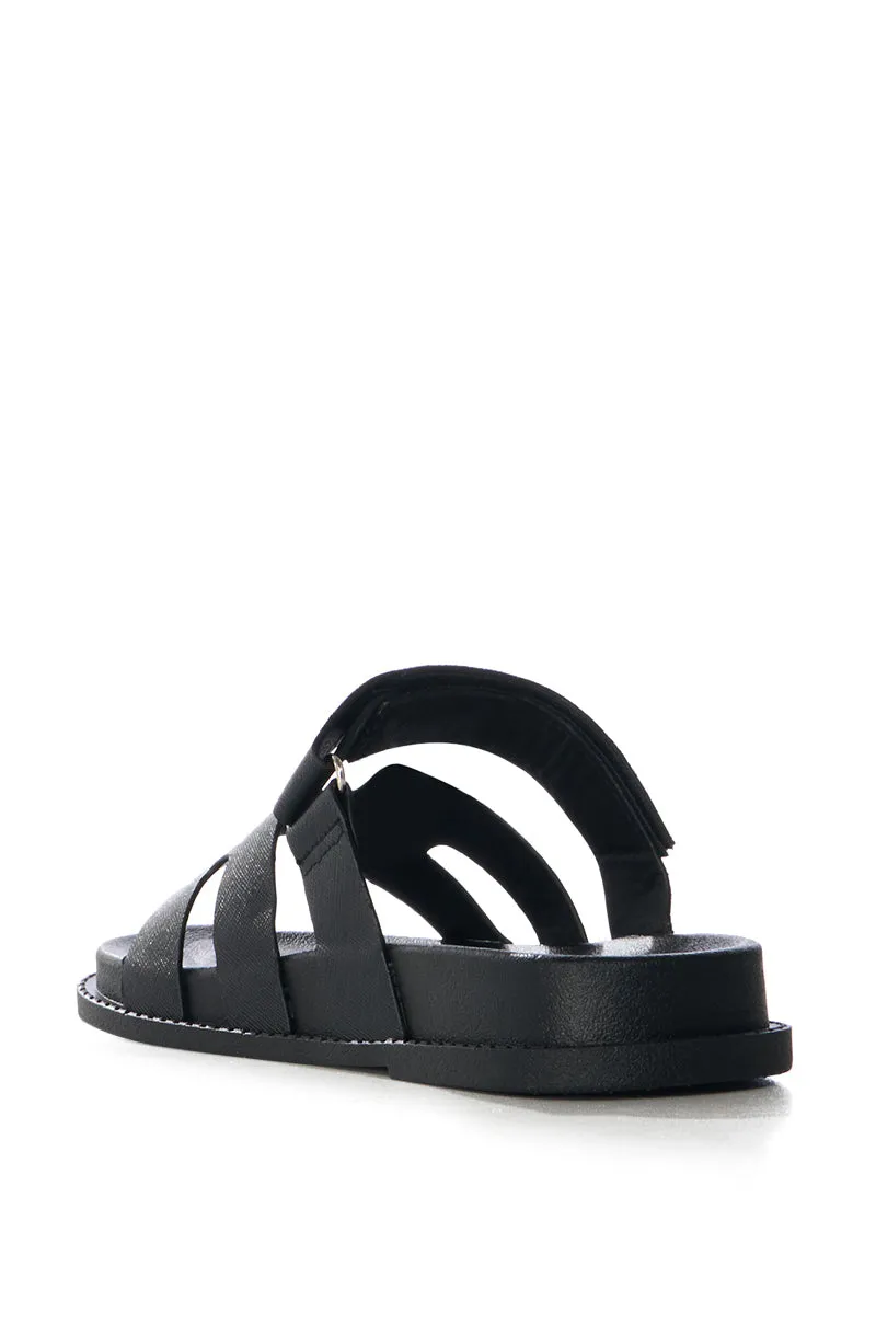 AZALEA WANG MALACHI BLACK FLAT SANDAL