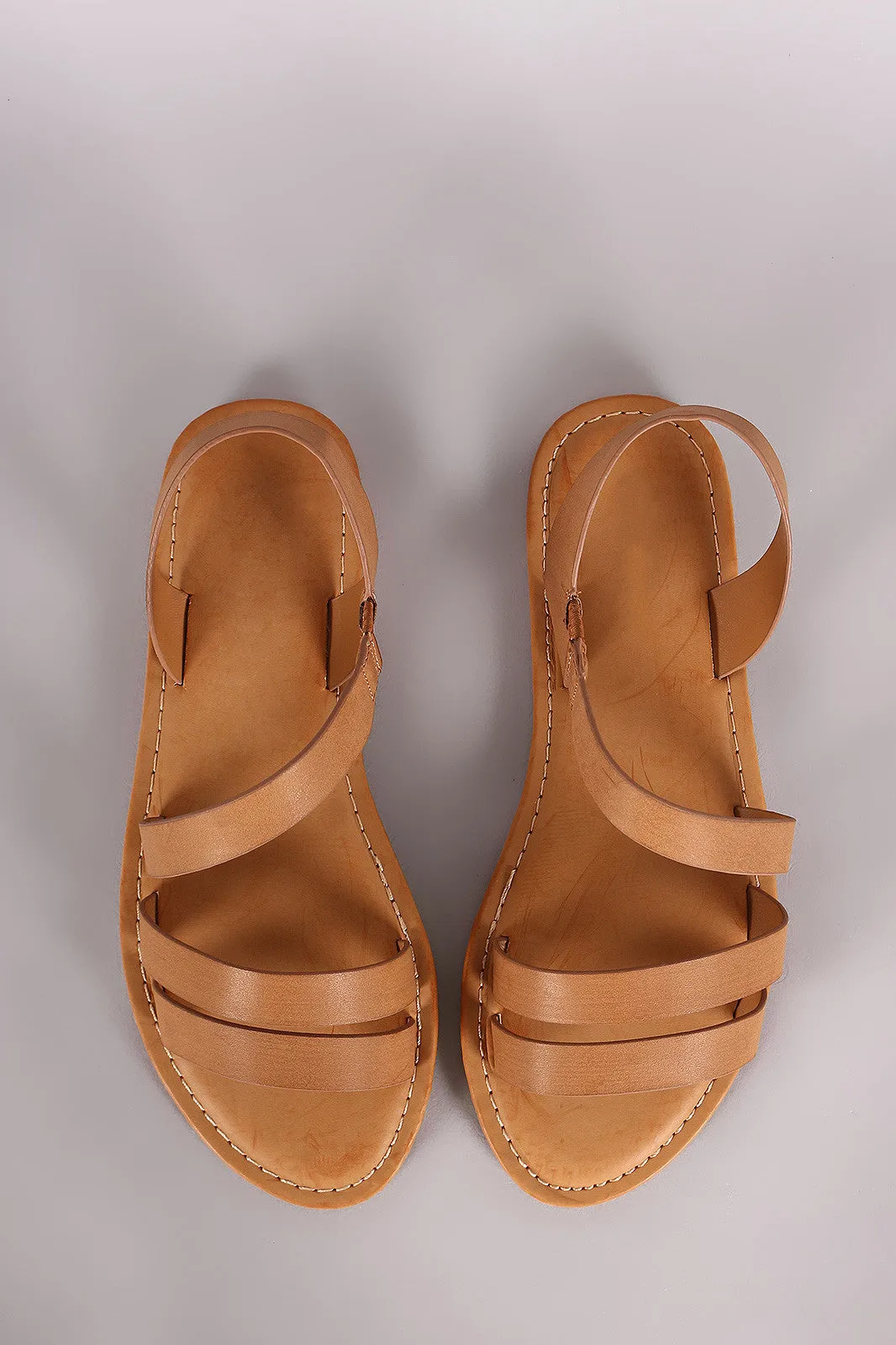 Bamboo Strappy Asymmetrical Flat Sandal