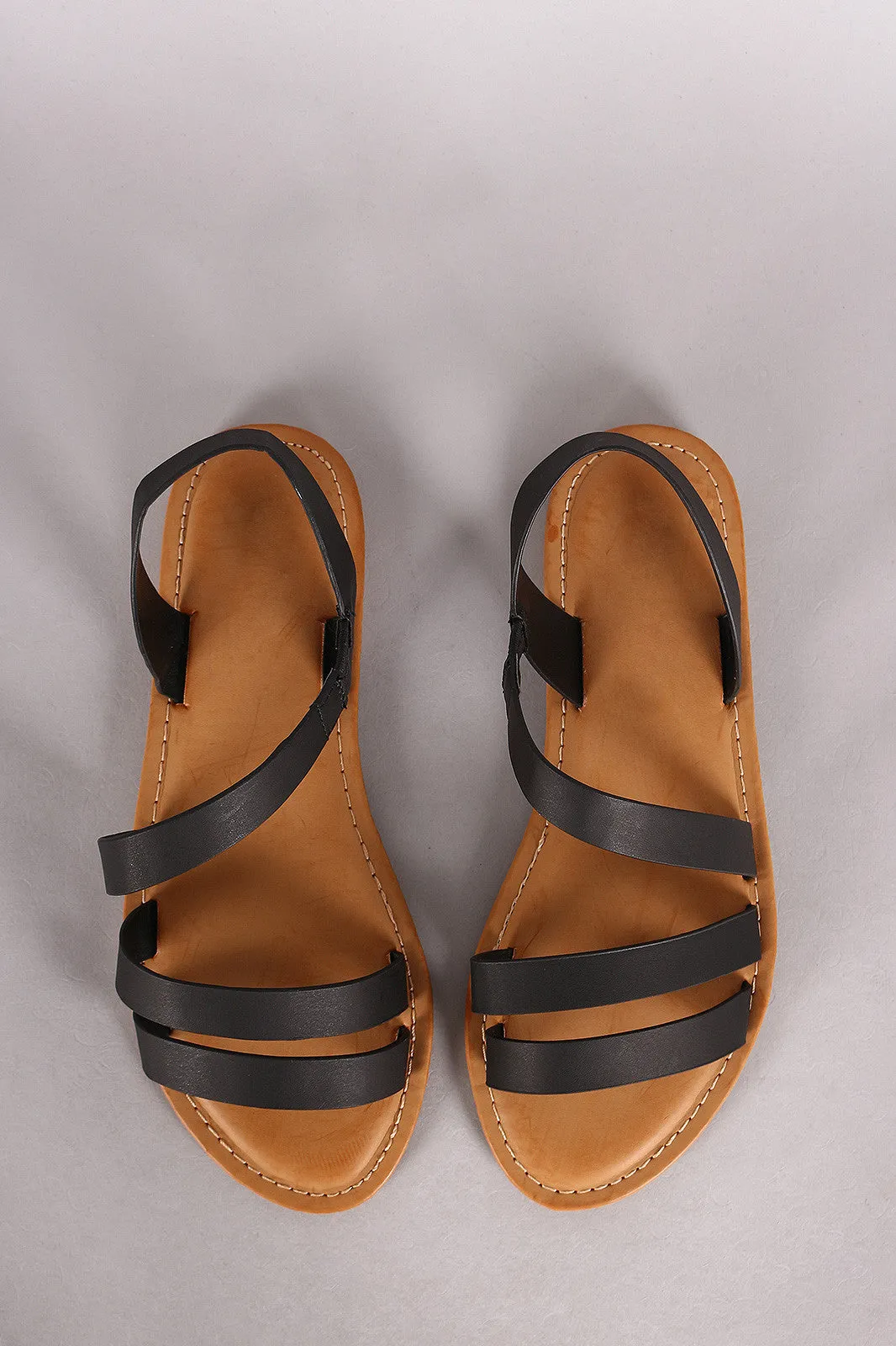 Bamboo Strappy Asymmetrical Flat Sandal