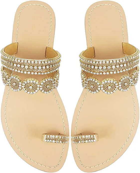 Beaded Rhinestone Circle Silver Summer Elegant Sandal