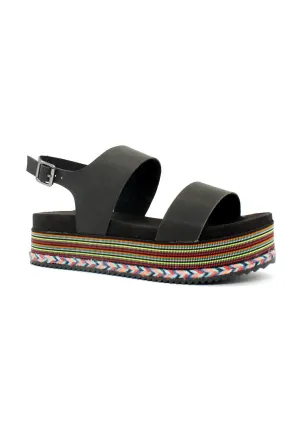 Black Ankle Strap Flat Platforms