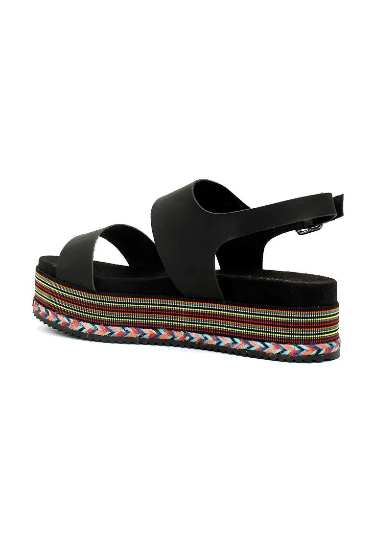 Black Ankle Strap Flat Platforms