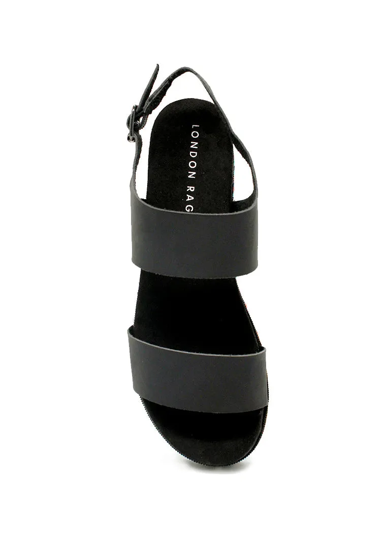 Black Ankle Strap Flat Platforms