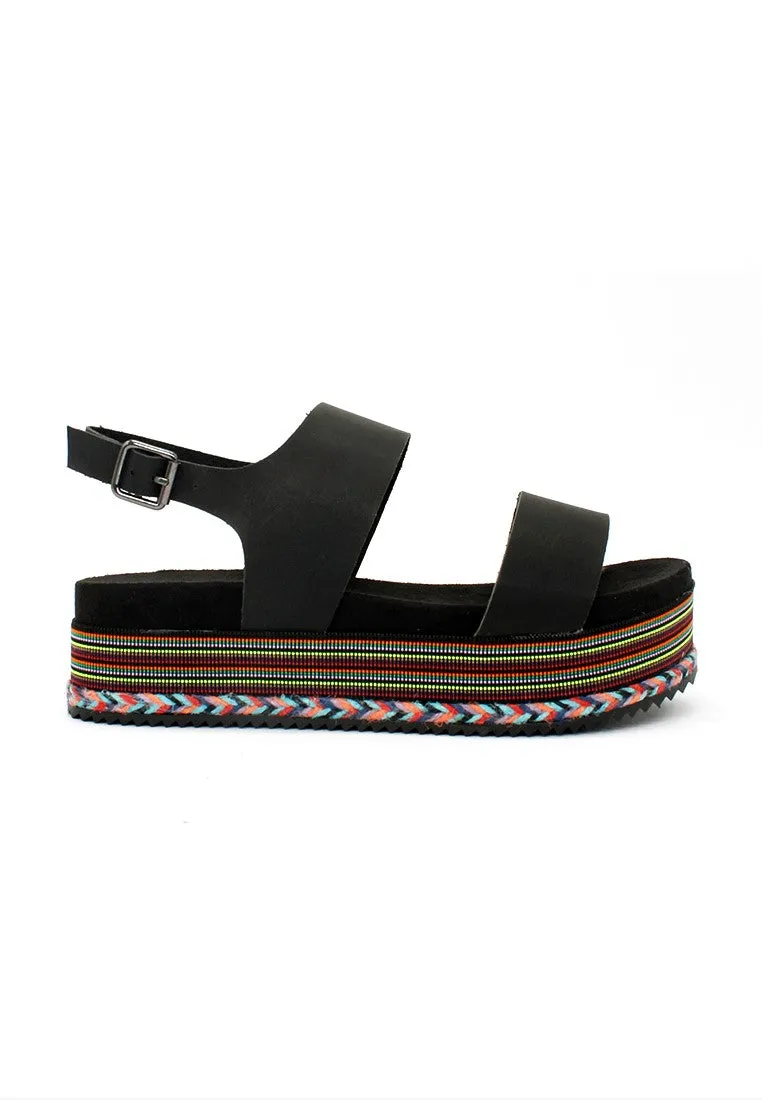 Black Ankle Strap Flat Platforms