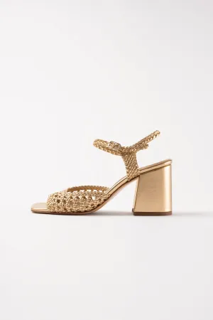 CAPRI - Gold Woven Leather Sandals