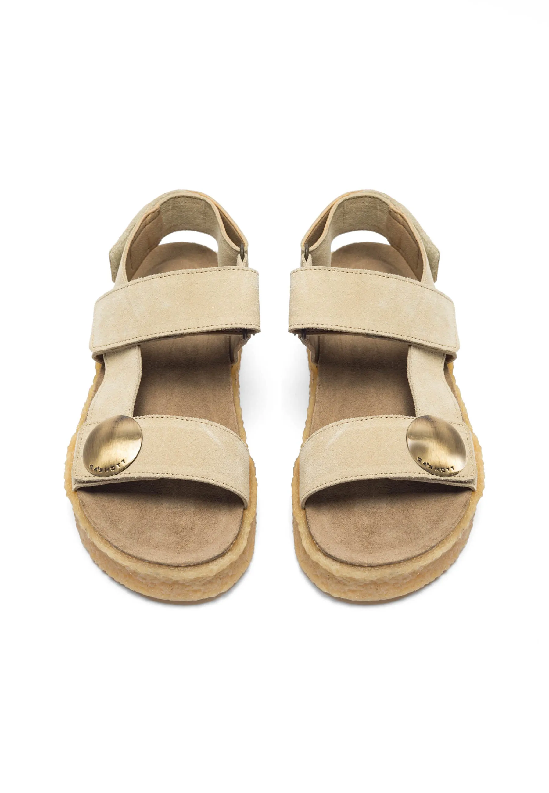 Casdagmar Beige Suede Velcro Sandals