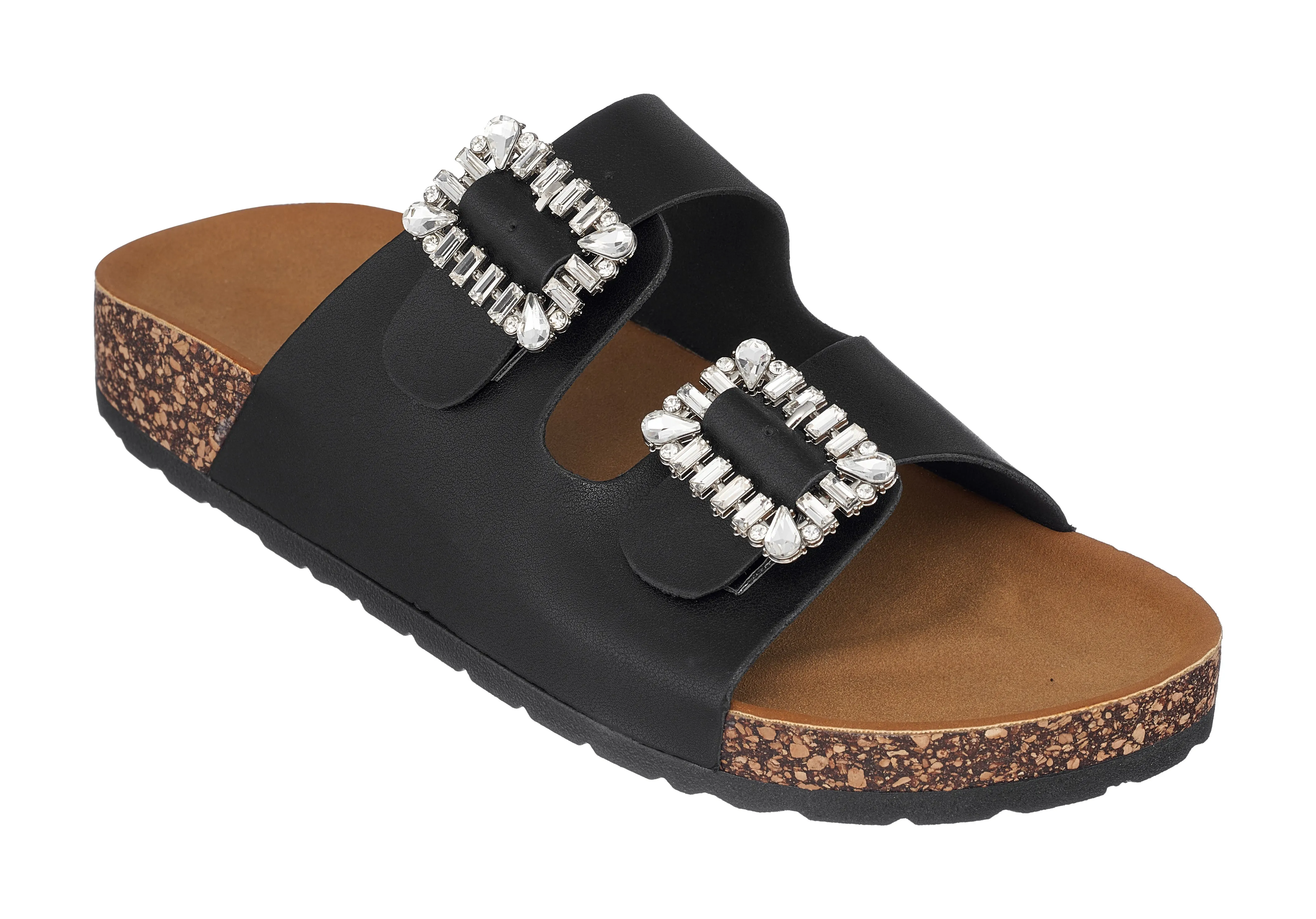 Claudia Black Footbed Sandals