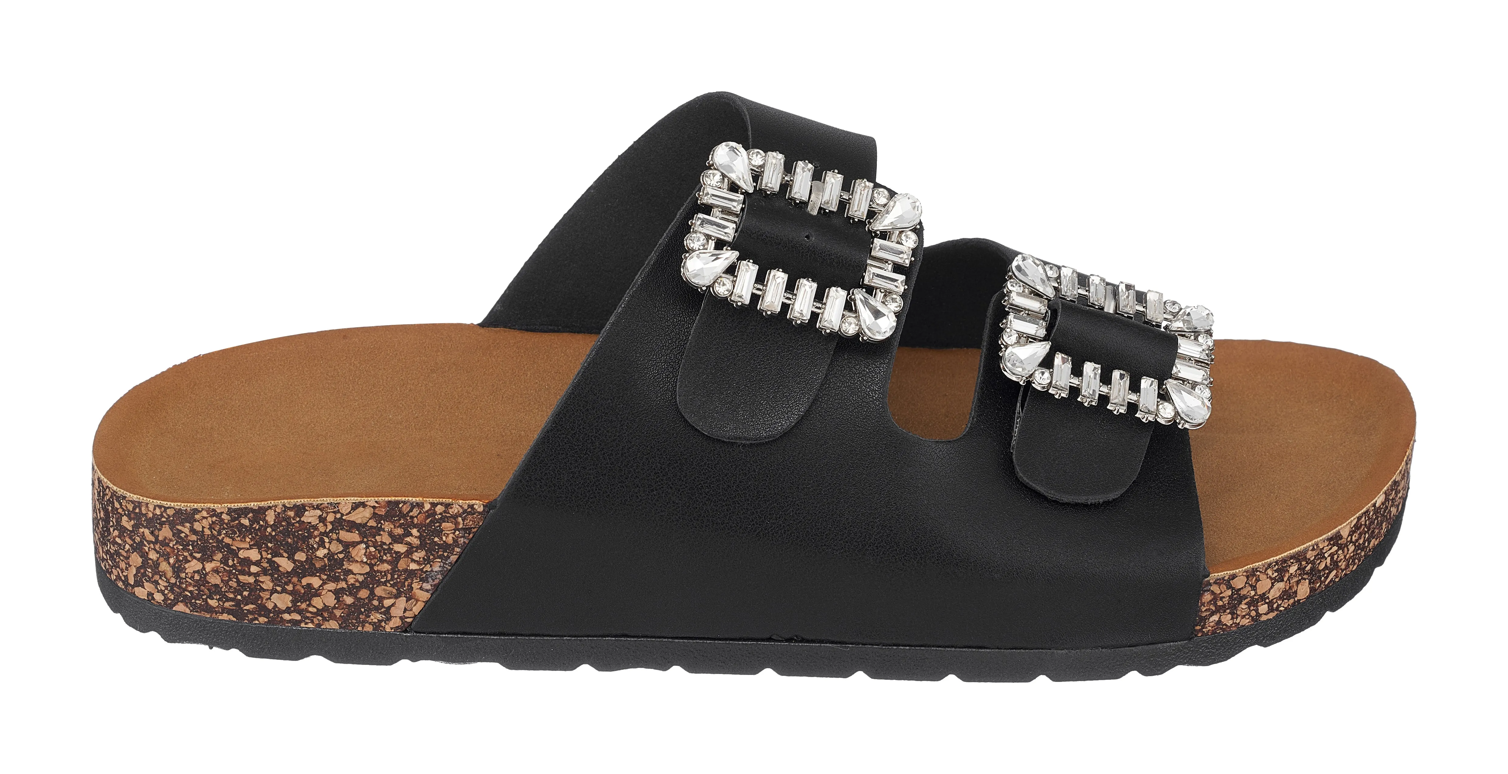 Claudia Black Footbed Sandals