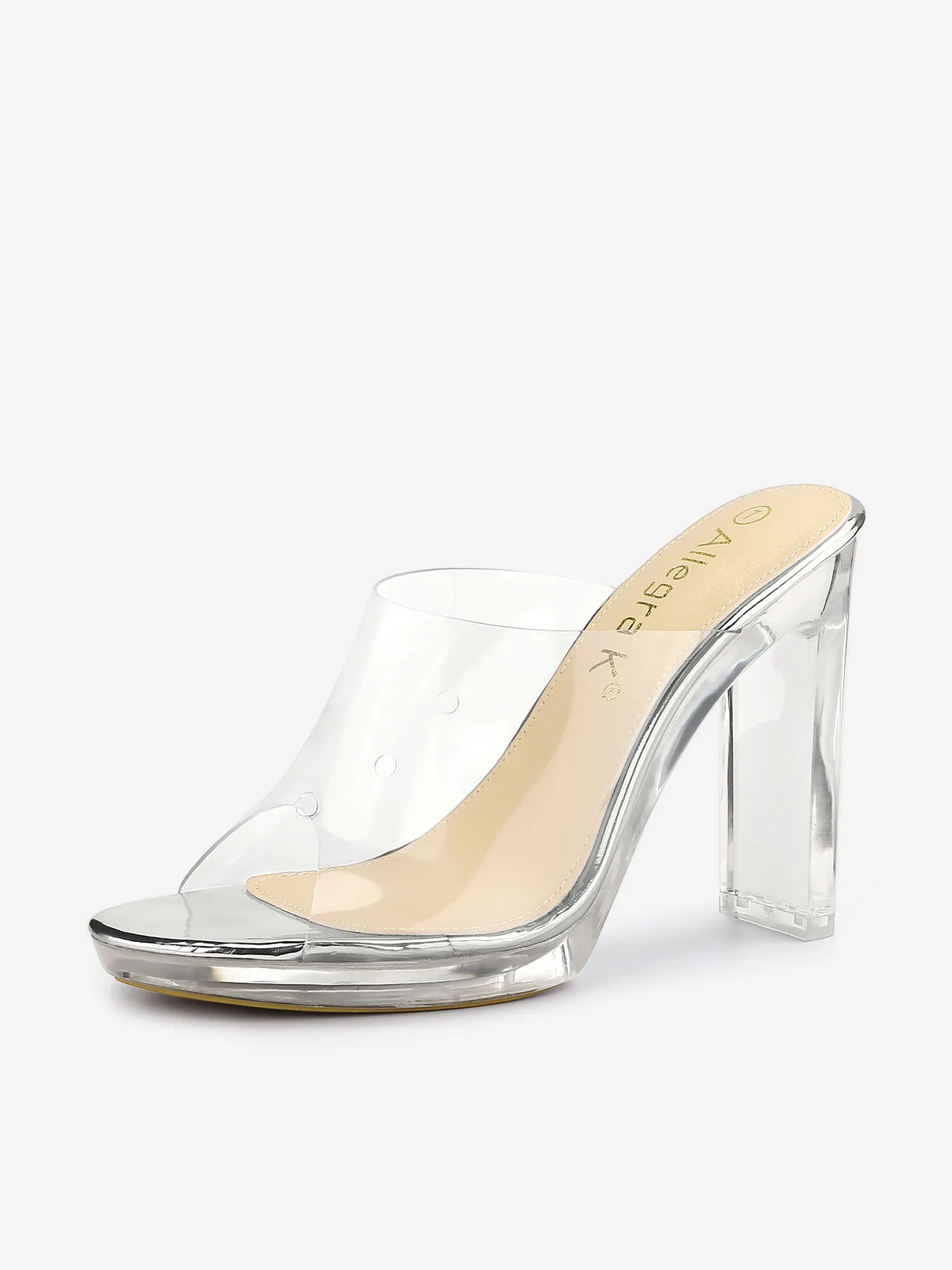 Clear Heel Platform Open Toe Chunky Slides Sandals