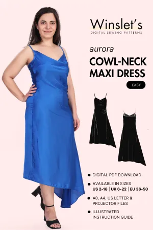 Cowl Neck Maxi Dress Sewing Pattern 'Aurora'