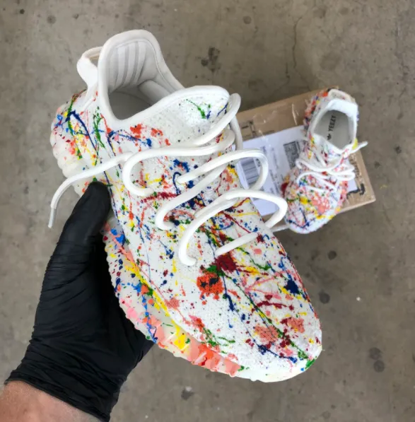 Custom Paint Rainbow Splattered Adidas Yeezy's