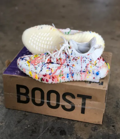 Custom Paint Rainbow Splattered Adidas Yeezy's