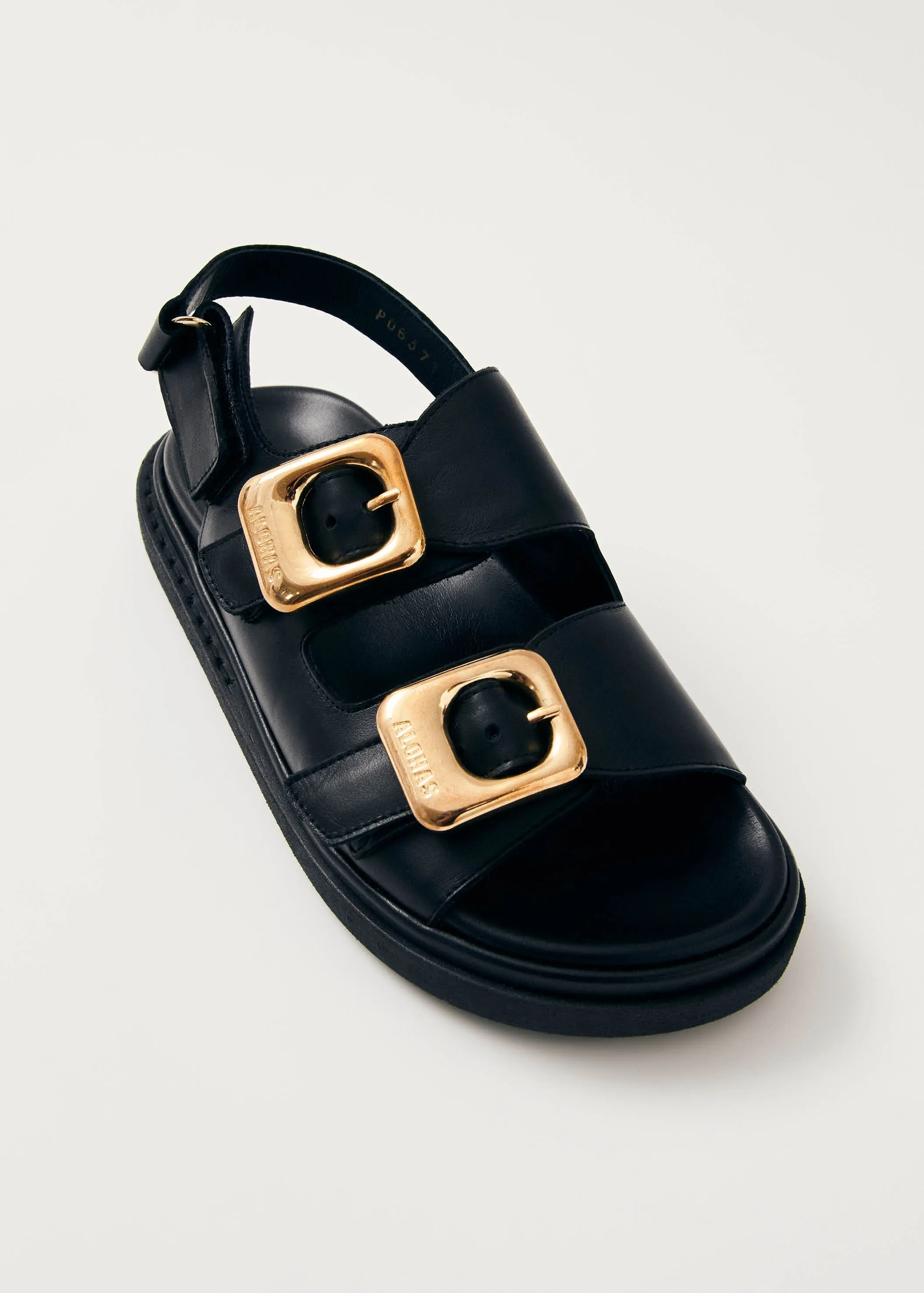 Daria Black Leather Sandals