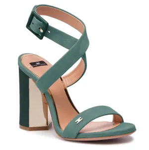 Elisabetta Franchi Green Calfskin Women Sandal