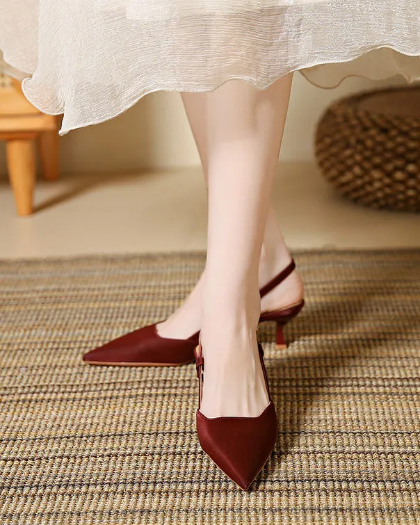 elveswallet Pointed toe stilettos cone heels sandals