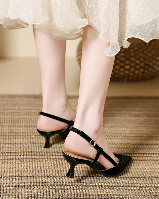 elveswallet Pointed toe stilettos cone heels sandals