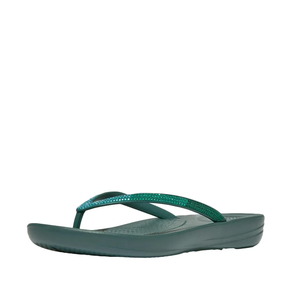 FitFlop Women's Iqushion Ombre Sparkle Flip-Flops Deep Teal/Mint Blue