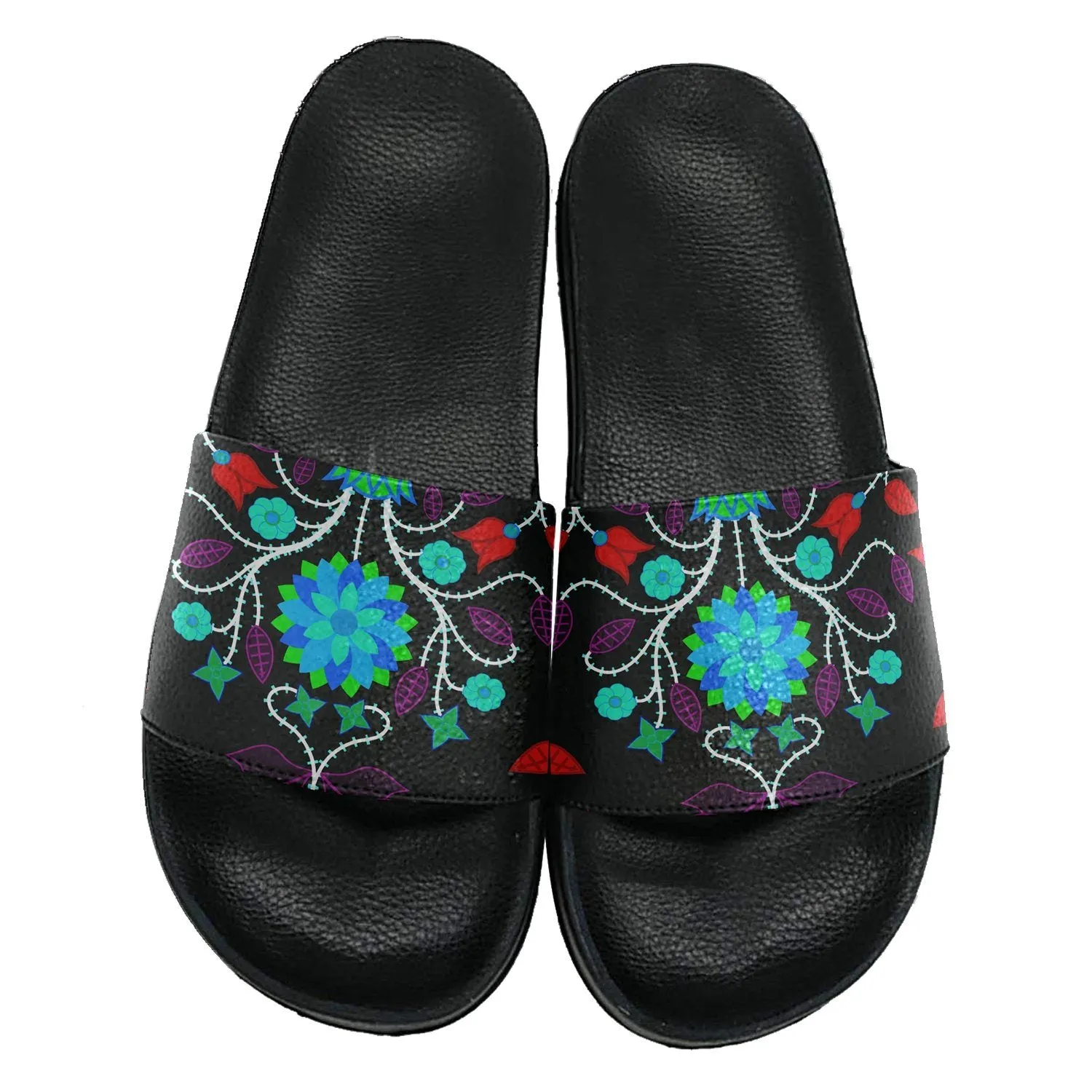 Floral Beadwork Four Clans Winter Slide Sandals