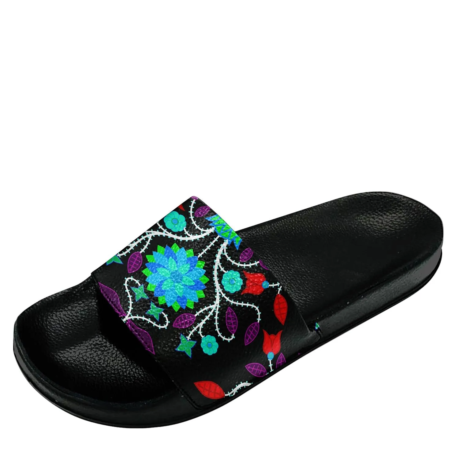 Floral Beadwork Four Clans Winter Slide Sandals