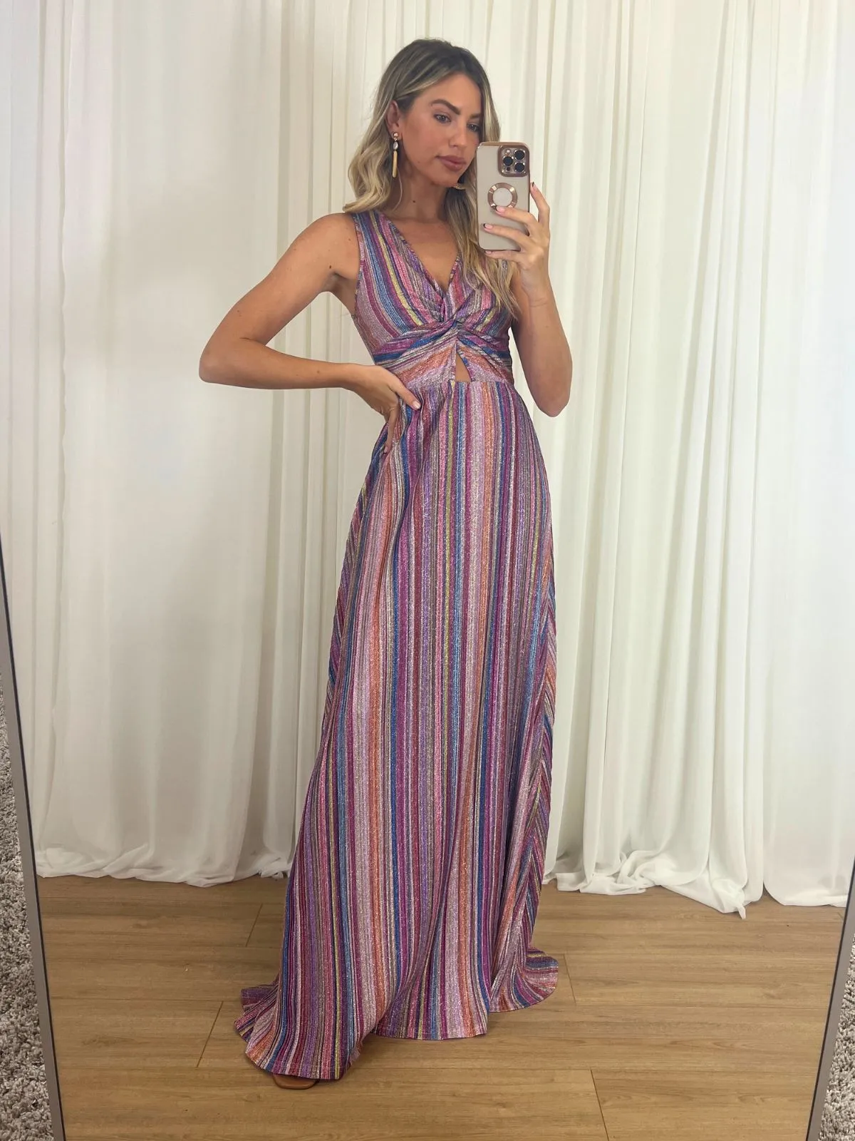 Florence Stripe Sparkle Maxi Dress in Multi