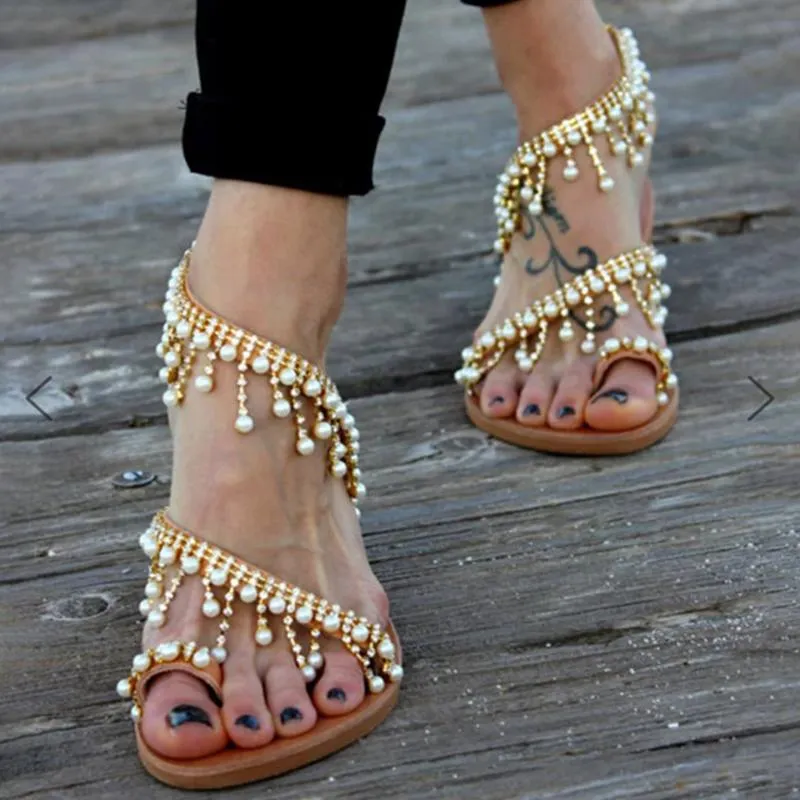 Handmade Beaded New Fashion Flat Sandals