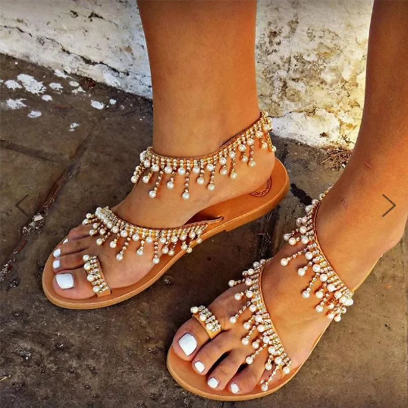 Handmade Beaded New Fashion Flat Sandals