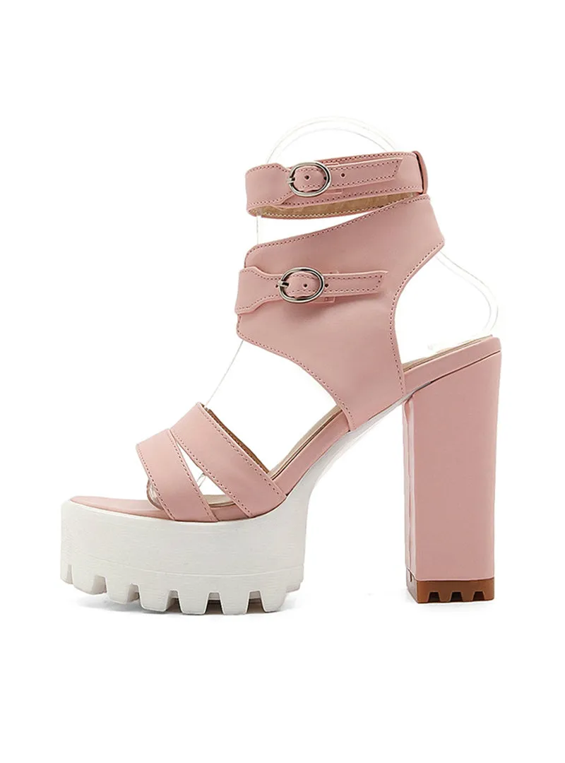 High Heels Cut-outs Female Sandals Open Toe Platform