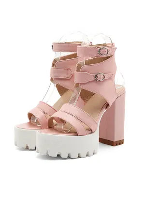 High Heels Cut-outs Female Sandals Open Toe Platform