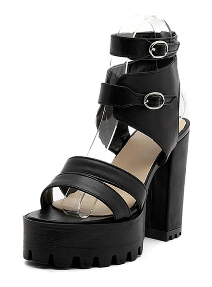 High Heels Cut-outs Female Sandals Open Toe Platform