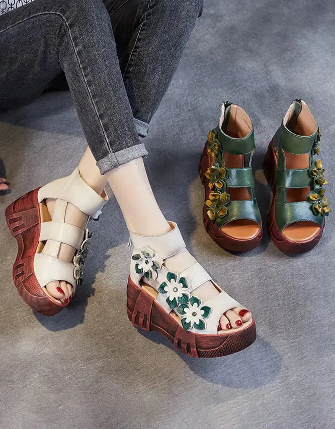 Holiday Flower Platform Sandals