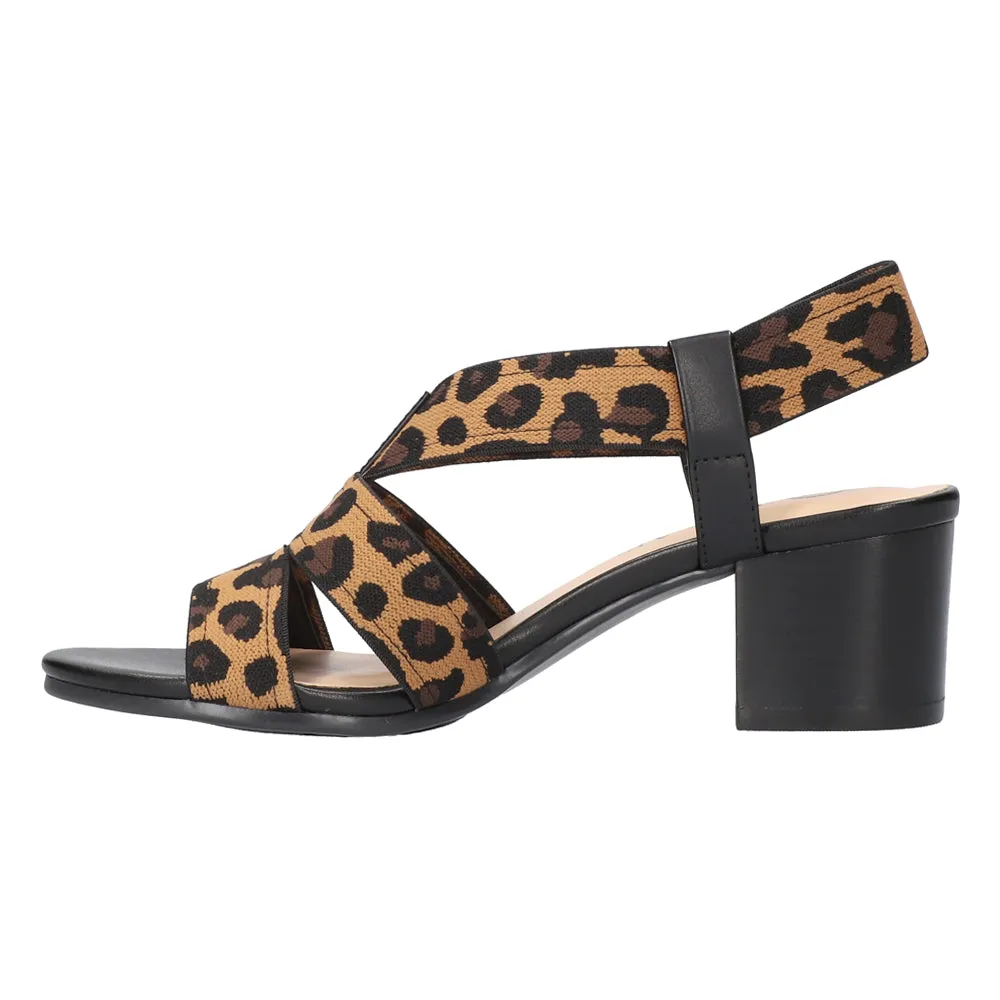 Jodi Stretch Leopard Print Block Heel Sandals