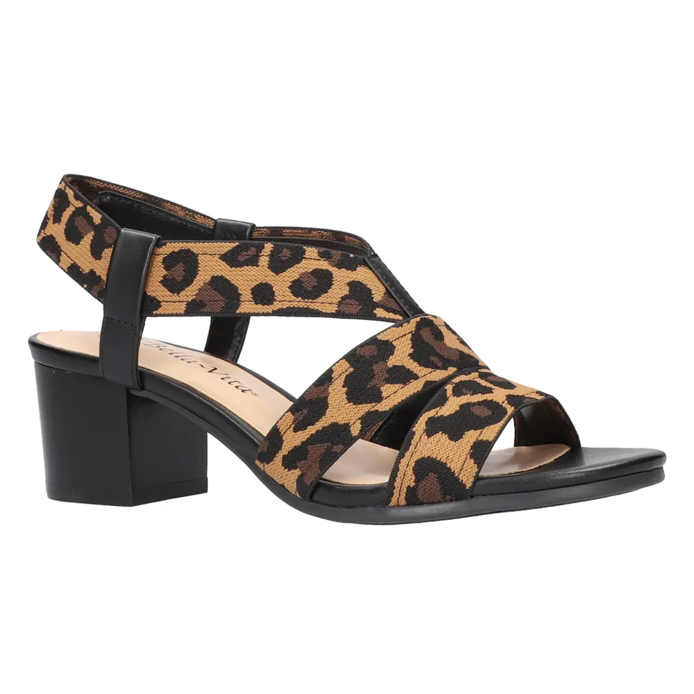 Jodi Stretch Leopard Print Block Heel Sandals