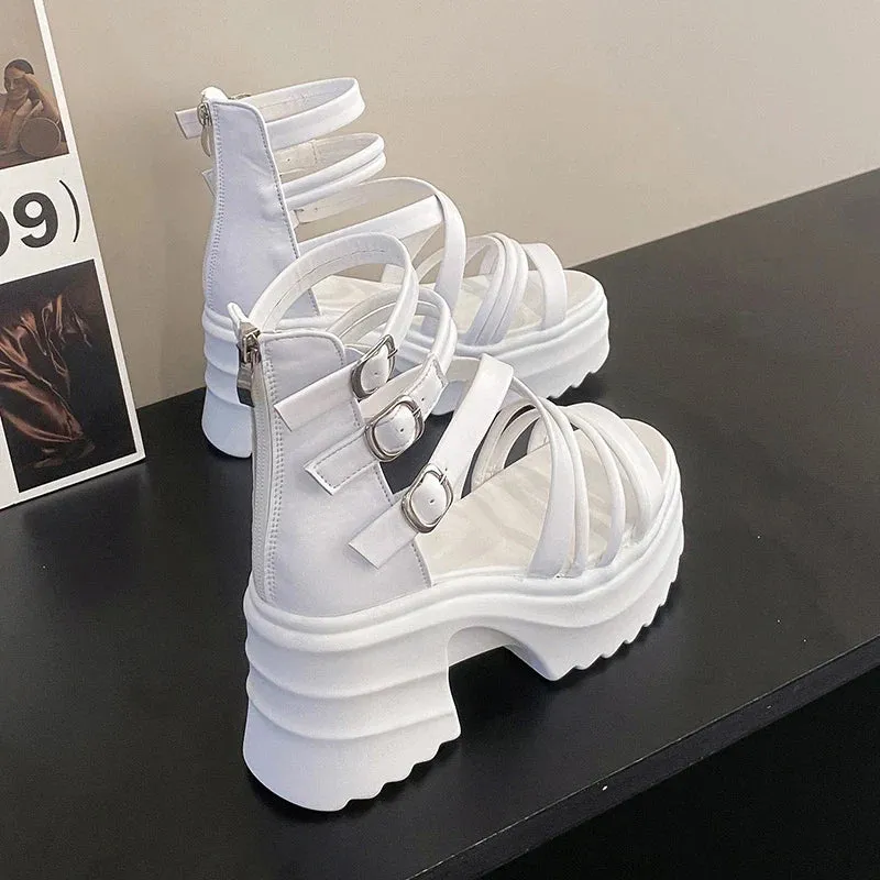 Joskaa 2024 New Chunky Heel Gladiator Sandals