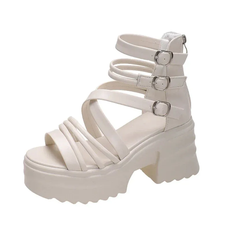 Joskaa 2024 New Chunky Heel Gladiator Sandals