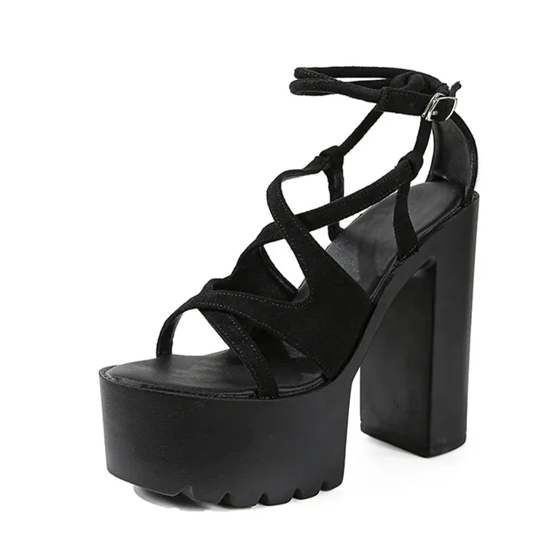 Joskaa 2024 New Strappy Gladiator Chunky Sandals