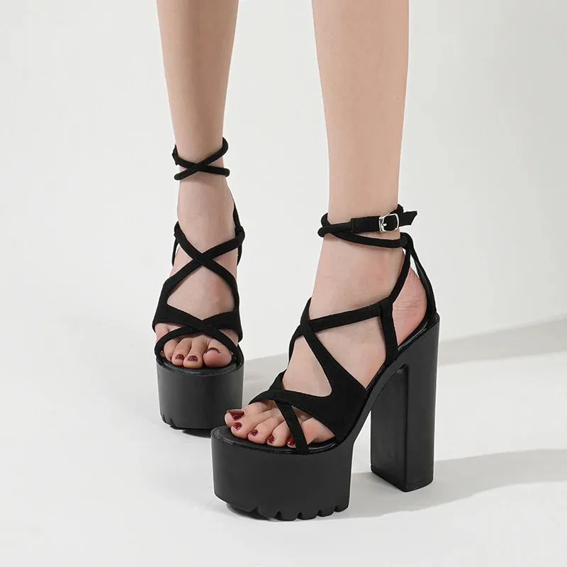 Joskaa 2024 New Strappy Gladiator Chunky Sandals