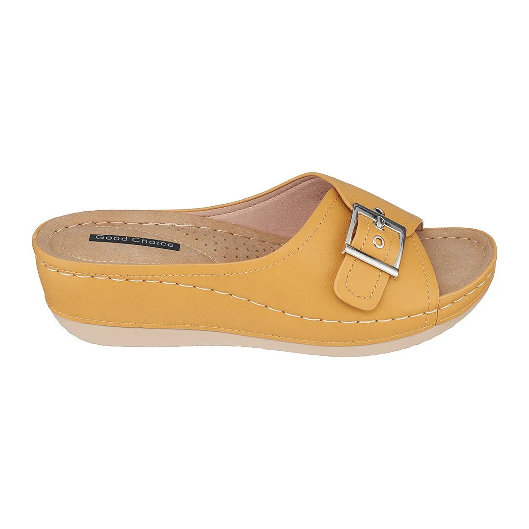 Justina Yellow Wedge Sandals