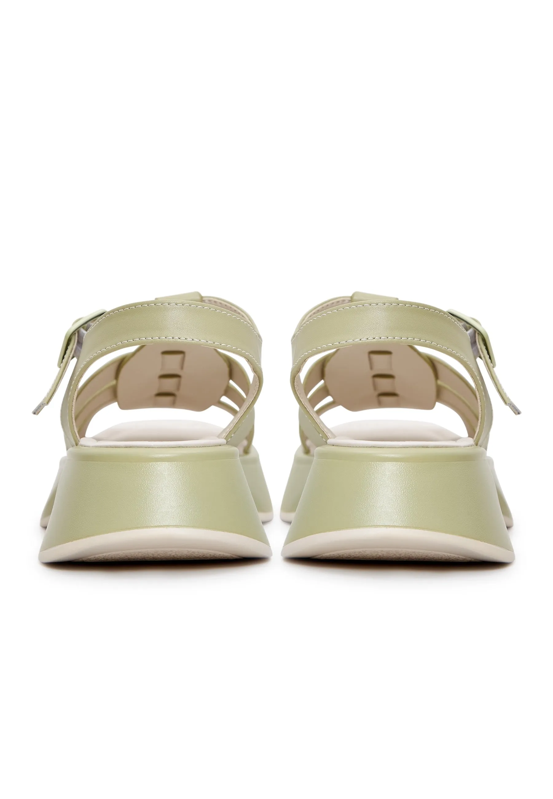 Leather Platform Sandals Joanna - Green